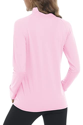 Magcomsen Women's Zip Up Lightweight Long Sleeve Jacket Uv Sun Protection Quick Dry Active Shirts Jacket With Zipper Pockets Light Pink Xl #TOP2