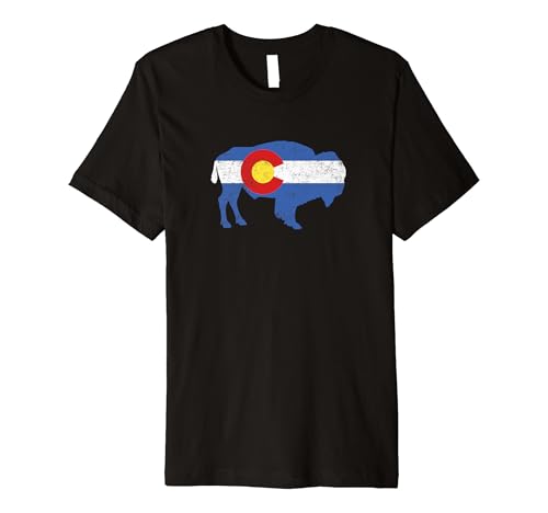 State Flag of Colorado American Bison Buffalo Design T-Shirt
