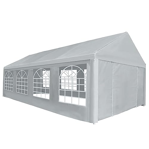 Qnhdfrt Grey Polyethylene Steel Party Tent 13.1 x 26.2 ft