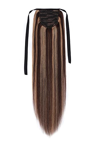Hairro Ponytail Human Hair Extension 18 Inch 90g #4P27