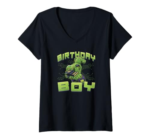 T-shirt Hulk Marvel col V résistant pour anniversaire de garçon actif
