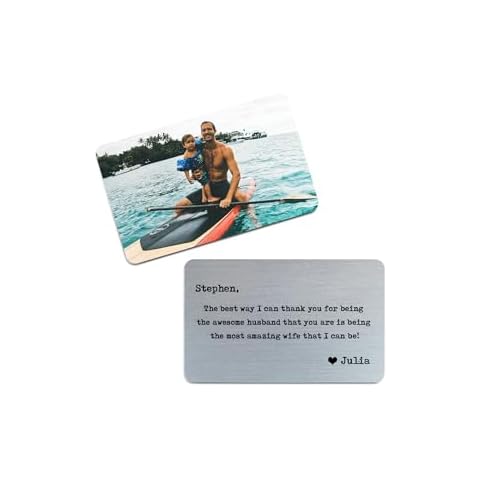 Personalized Wallet Card with Picture: Engraved Metal Insert for Husband, Dad & Men - Ideal for Father's Day, Military Deployment & Anniversary Cover