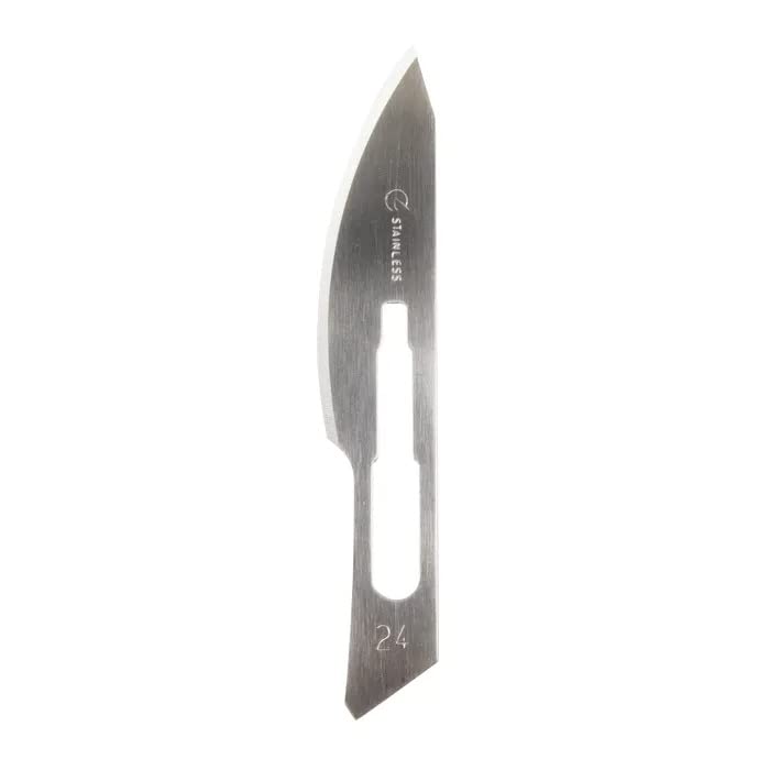 Dynarex 4144 Medi-Cut Stainless Steel Blade with Finely Honed Cutting Edge, #24, Pack of 100