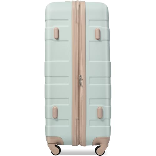 4 Piece Luggage Sets, ABS Hardshell Expandable Suitcase with 360° Spinner Wheels,Carry-On & Checked Durable Luggage Set for International Travel, Business, Family Trips (Green)3