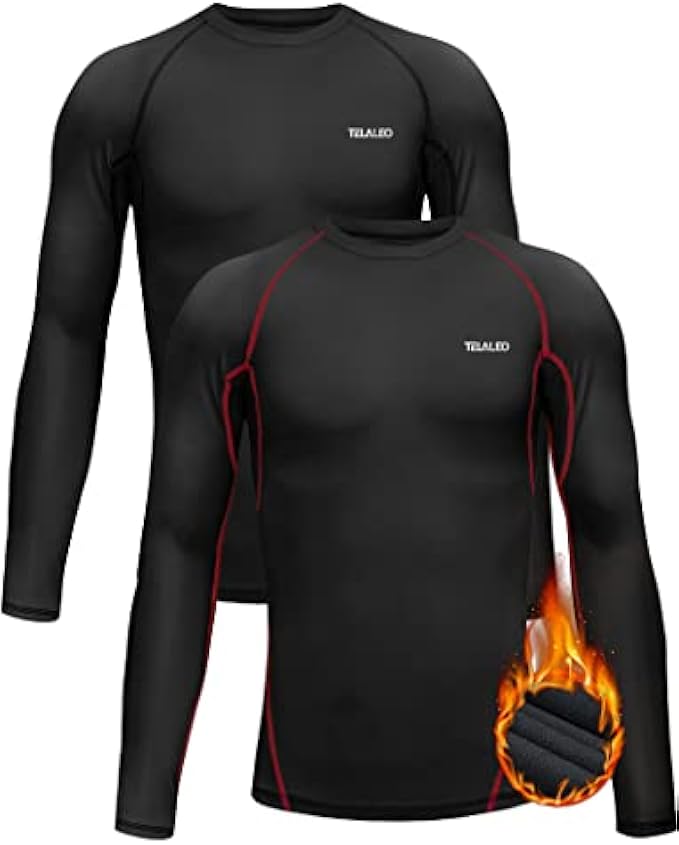 TELALEO Youth Boys' Girls' Thermal Compression Shirt Long Sleeve Fleece Lined Base Layer Athletic Football Undershirt