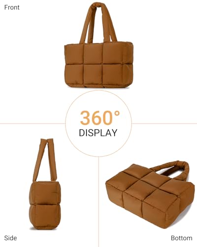 Image of Herald Puffer Tote Bag for Women, Large Quilted Puffy Handbag Lightweight Satchel Purse with Cup Holder & Compartment