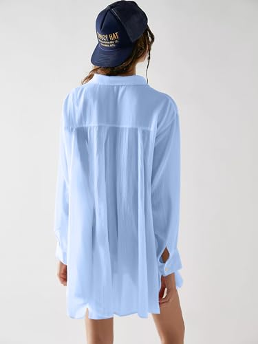 Breezy Lane Swimsuit Coverup for Women Button Down Shirt Dress Vacation Wear3