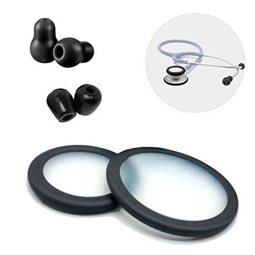 Decaw 1 Sets Stethoscope Replacement Parts Adult and Pediatric Replacement Accessories Kit Fits Classic 3, Cardiology 3 & Cardiology 4 Stethoscope for Littman Stethoscope Replacement Parts, Black