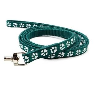Small Dog Puppy Pet Cat Kitten Lead Pawprint Design Lightweight Nylon Metal Clip 120cm Leash Bottle Dark Green - Image 2