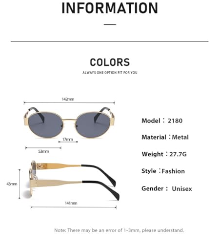 4 Pieces Retro Oval Sunglasses for Women Men 90s Trendy Gold Metal Frame Sun Glasses Small Round Classic Shades4