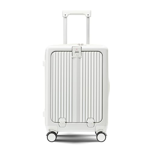 Image of Polycarbonate Laptop Cabin Trolley Bags for Travel with Cup Holder | 55cm Trolley Bag | 8 Spinner Wheels for Smooth Ride| Premium Trolley Bags (White)