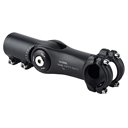 FIFTY-FIFTY Adjustable Alloy Bike Stem, 0-60 Degree Mountain Bike Riser Stem for 1-1/8 Steer Tube 31.8mm Handlebar, Fit for Most Bicycle, Road, MTB, E-MTB with 2 Hex Keys (Black, 110mm)