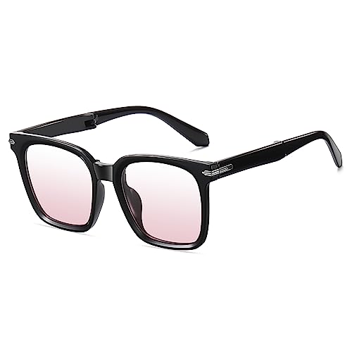Cyxus Folding Sunglasse for Women Men UV400 Protection Easy Carry Foldable Sunglasses For Driving Golf Campping Pink.2