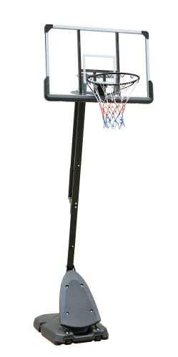 Height Adjustable Basketball Hoop, 7.5-10ft Portable Stand with 44 Inch Backboard for Indoor/Outdoor Use
