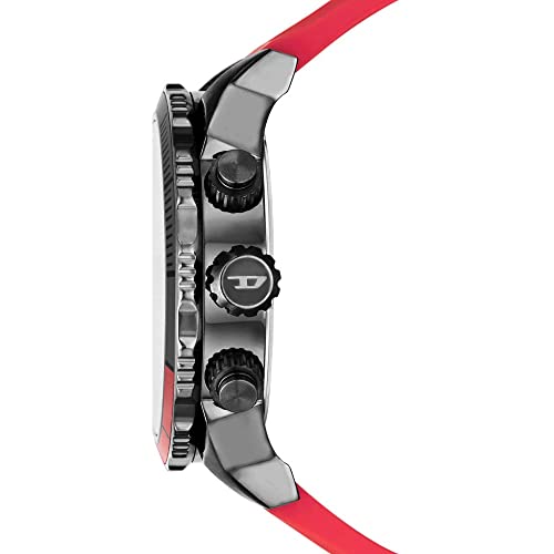 Diesel Dz4613 Gray Chronograph Dial Red Silicone Double Down 2.0 Men's Watch #TOP1