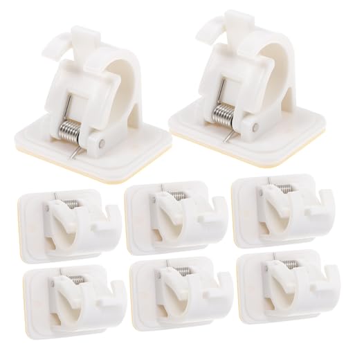 VINTORKY 8pcs Adhesive Curtain Rod Brackets No Drilling Required Strong Adhesion for Bathroom Closet Shelves Lightweight Curtain Rod Holders