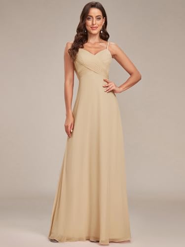Image of Ever-Pretty Women's Summer Backless Spaghetti Strap Chiffon Bridesmaid Dresses Empire Waist Formal Wedding Guest Dress