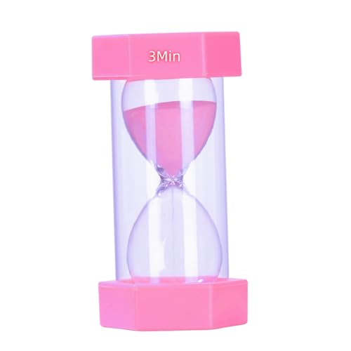 Colorful Sand Timers, Hourglass Sand Timers 3 Minute Sandglass Timer with Protective Cover for Toothbrush Timer Games Classroom Home Office Cooking(Pink+3Min