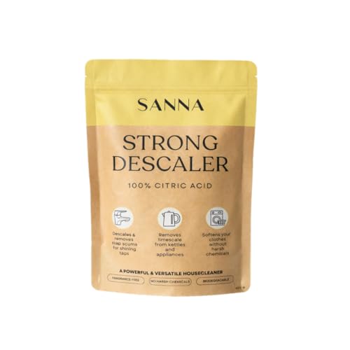 SANNA Citric Acid Strong Descaler - Dishwasher cleaner Washing machine cleaner kettle descaler - Powerful limescale remover - Eco-friendly and natural cleaner - Made in UAE - 400gr