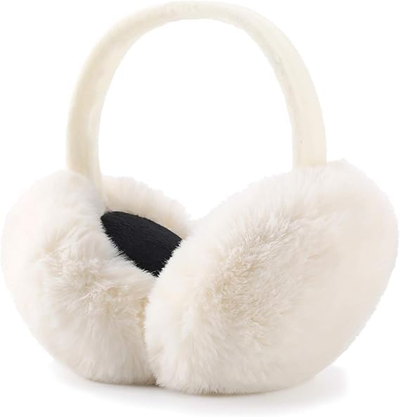 KASTWAVE Winter Faux Fur Earmuffs Set - Warm Foldable Ear Warmers for Women Girls Kids & Babies Cute Furry Ear Covers for Cold Weather Outdoor Use One Size