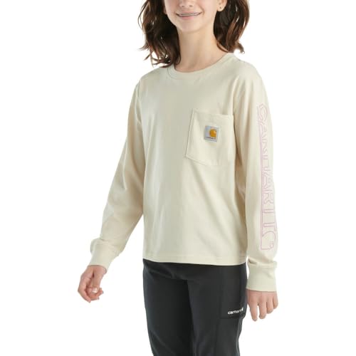 Carhartt Kid's CA7071 Long-Sleeve Graphic Pocket T-Shirt - Girls - 2 Toddler - Malt