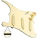 Yootones 11-Hole 3-Ply SSS Prewired Loaded Pickguard w/Single Coil Pickups Compatible with USA/Mexico Stratocaster Squier Electric Guitar (3Ply Cream)