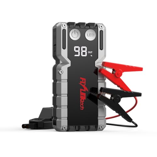 FLYLINKTECH 5000A Jump Starter 12V Battery Pack, 18000mAh Portable Car Booster Jump Box for 9L Gas/8L Diesel Engines, 600-Lumen LED, 10-Safety Protections, QC3.0