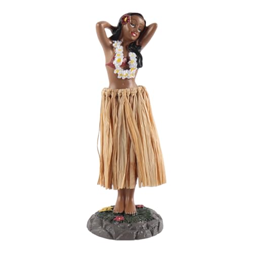 Gorise Hawaiian Dancer Bobble Head Car Decor Vibrant Resin Dashboard Doll Rockable Retro Hula Girl Style Suitable for Car Desk Office and Home Decor (6.3 Inch)