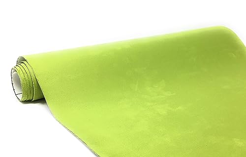 Image of Suede Fabric Wrap - Self Adhesive Film Sticker 8 x 55 Inches Silky Decal Sheet for Car Interior Furniture Upholstery DIY Elastic Stretch Peel and Stick Lime