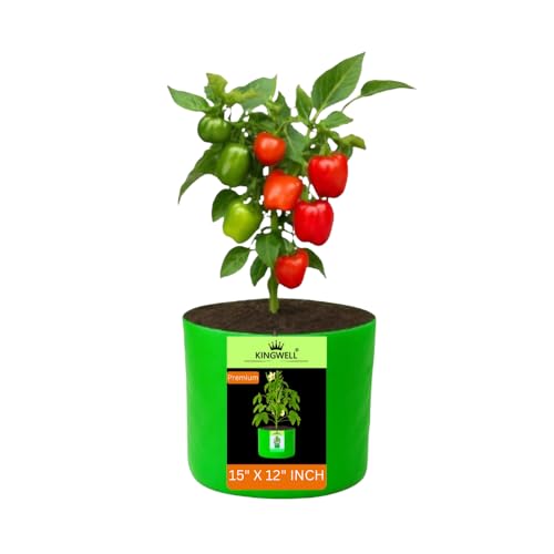Image of Kingwell Grow Bag For Terrace Garden Leafy Vegetable Plant Grow Bags Fruits Growing Containers For terrece Gardening (15 X 12 INCH, PACK OF 1)