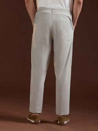 Image of THE BEAR HOUSE Men's Cotton Solid Cropped Carrrot Fit Chinos