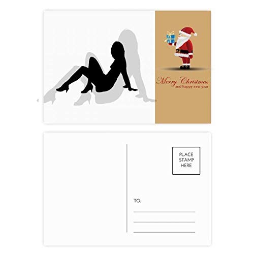 Carte postale silhouette femme de Noël - Lot de 20 cartes d'expédition pour voeux élégants