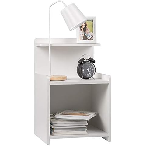 WOLTU Mesitas de Noche Mesa Auxiliar MDF 40x35x62cm Blanco Cover