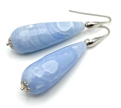 Boucles d'oreilles argent 925 et gouttes bleues artisanales - 3