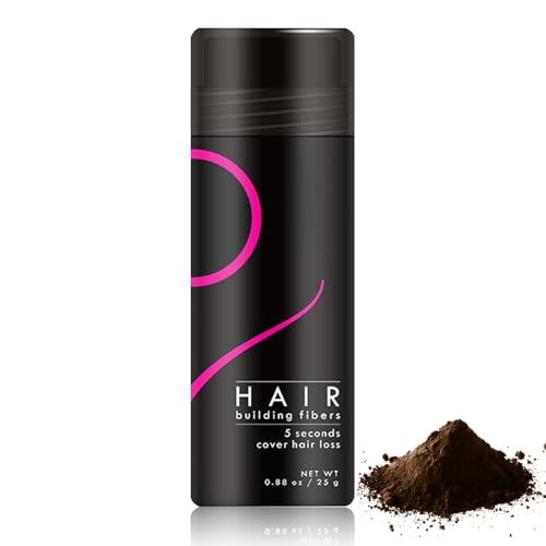 Roseflower 1pcs Hair Fibers for Thinning Hair, Undetectable Natural Hair Thickening Fibers, Hair Building Fibers for Women and Men, Thicker Fuller Hair Conceals Hair Loss, Dark Brown 25g