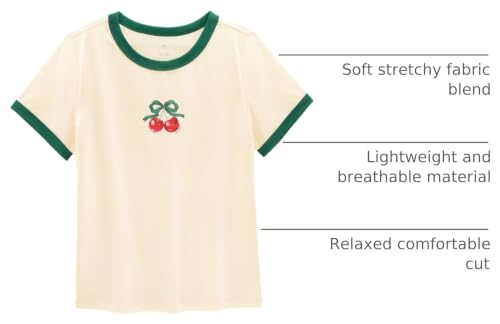 Image of Stelle Girls Graphic Tees Short Sleeve Girls Shirts Cute Tops Crew Neck Casual Basic Summer T-Shirt for Kids Teen 4-15 Years
