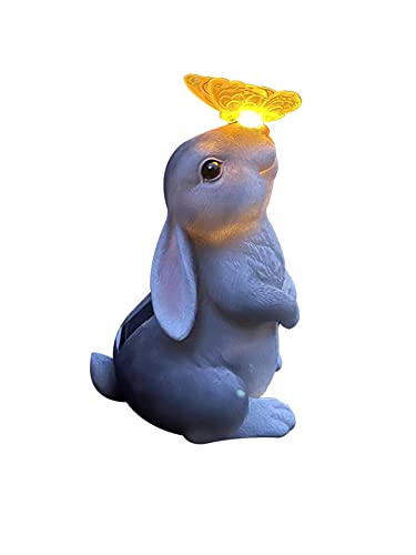 Onenine Garden Outdoor Decor-Rabbit Resin With Solar Butterfly Light Garden Statues Outsides Decorations For Rabbit Lovers Gardeners Family With Pets,Ornament Gift For Patio Yard Lawn Porch. #TOP6
