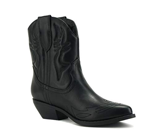 Soda RIGGING ~ Women Western Stitched Pointe Toe Low Heel Ankle Mid Shaft Boots2
