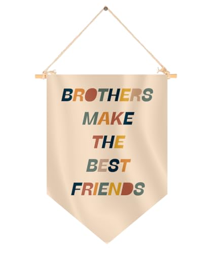 Flâmula suspensa de 38 cm C x 28 cm L com irmãos faça os melhores amigos - galhardetes pendurados em