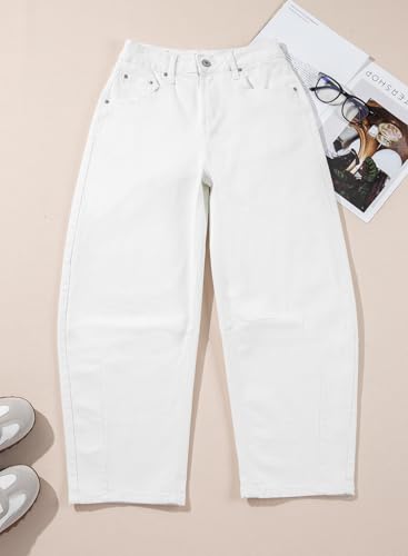 Sidefeel Women's Barrel Jeans Wide Leg Vintage Mid Rise Y2k Baggy Boyfriend Ankle Denim Pants