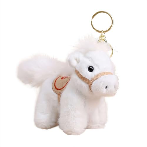 Crazyview Horse Keychain Plush Bag Charm 2026 Year of the Horse Mascot Doll Plush Keychain Purse Charm for Women (White)