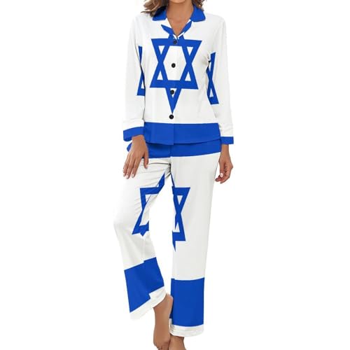 Pyjama Femme Grande Taille Taille Élastique Motif Drapeau Israélien