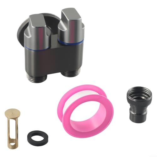 Besttoolifes Vanne d'angle à double contrôle, double sortie G1/2" (20 mm), construction en alliage avec poignée en métal, pour toilettes, pulvérisateur de bidet, évier de salle de bain et de cuisine