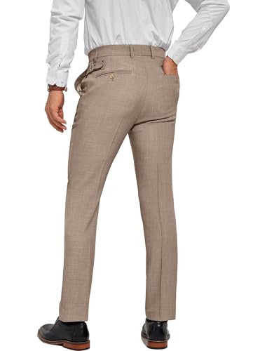 Men's Classic Fit Expandable Waist Flat Front Dress Pants Slim Fit Casual Business Suit Pants4