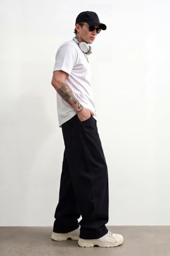 Image of GINGTTO Men's Baggy Barrel Jeans Wide Leg Y2K Denim Pants | Loose Fit Streetwear Casual Hip Hop Skater Vintage Style