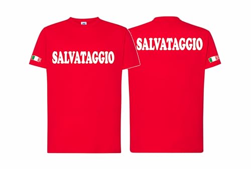 Generico T-Shirt Maglietta Salvataggio, Bagnino Lido Maglia Lifeguard in Cotone Unisex Uomo Donna M12