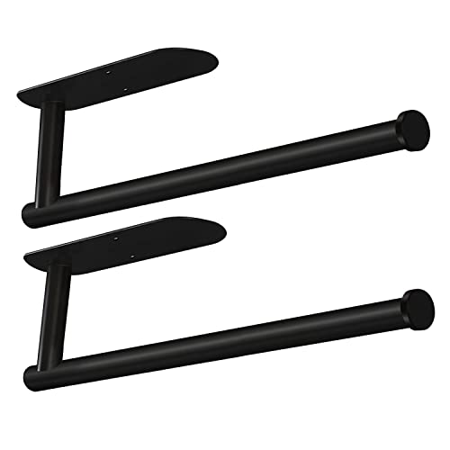 Image of Paper Towel Holders-Blcak,Paper Towels Rolls - for Kitchen,Paper Towels Bulk- Self-Adhesive Under Cabinet,Both Available in Adhesive and Screws,Stainless Steel(Black 2PC)