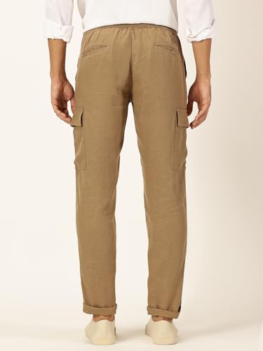 Image of Thomas Scott Men's | Solid | Light Weight | Breathable Fabric | 6 Pocket | Ankle Length | Mid Rise | Regular Fit | Linen | Elasticated with Drawstring | Chino Trouser | Pants