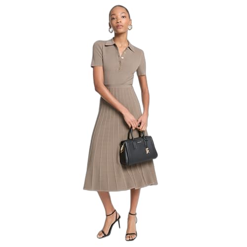 Michael Kors Women's Fit and Flare Midi Polo Dress, Chestnut, L
