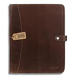 TRISKY Leather Portfolio for Men and Women - Professional Brown Business Padfolio Men - Leather Folder Portfolio and Document Holder - Professional Binder and Folio Organizer